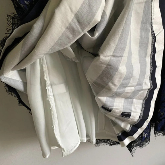 NWT RW&Co Cotton Blend Nautical Lace Striped Navy & White Cocktail Dress Size 6 - Picture 9 of 12